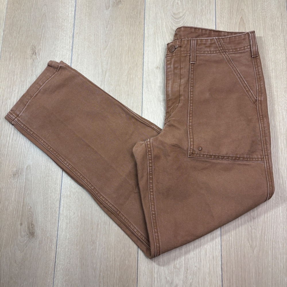 Levis Womens Carpenter Pants Brown Canvas Utility Straight Leg Workwear 33x29.5